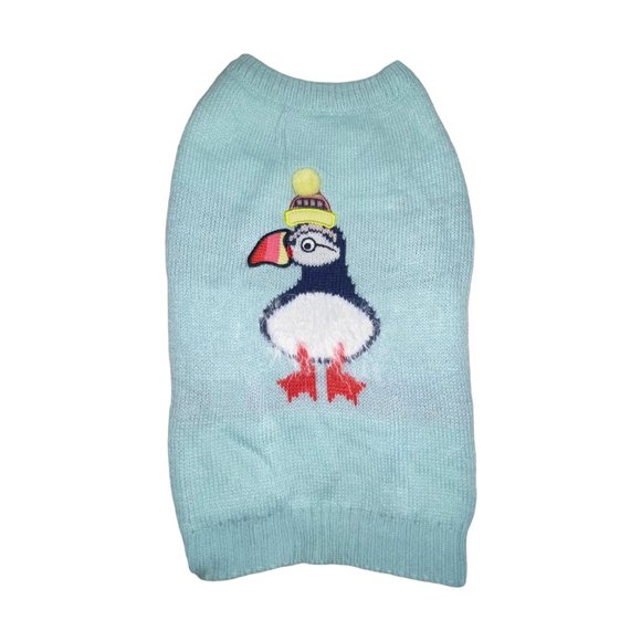 NWT Top Paw Light Blue Penguin Holiday Winter Christmas Pullover Dog Sweater M - Picture 1 of 6